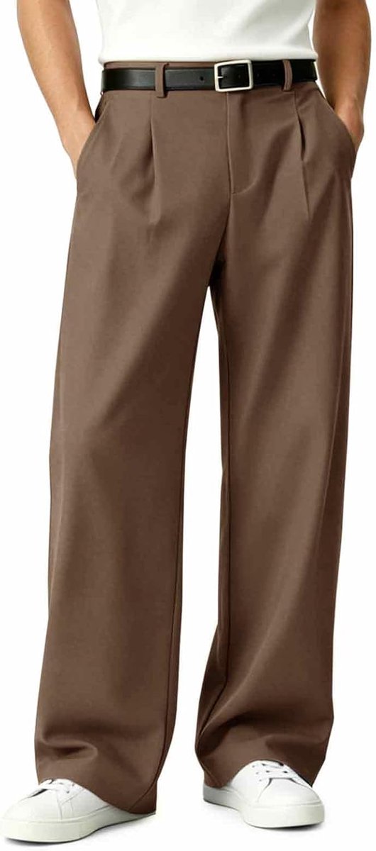 Chinobroek voor heren, baggy kostuumbroek, losse pasvorm, stretch, casual stoffen broek, zomer, brede joggingbroek voor mannen