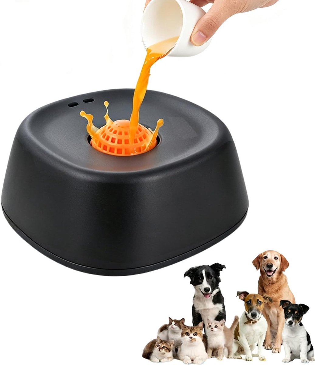 Likmat voor honden, voor vloeibare lekkernijen, likbal voor honden, voor kleine, middelgrote en grote honden, zwart