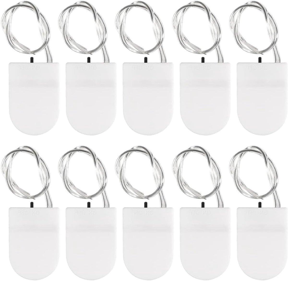 10 stuks CR2032 batterijhouder, 1 x 3V knoopcelbatterijhouder, doos met draad aan-uitschakelaar (wit)
