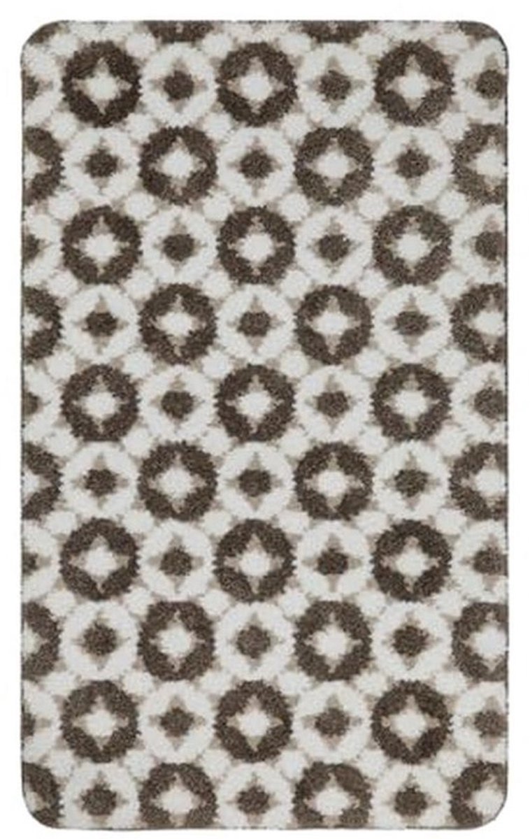 Moderne badmat met abstract patroon, antislip en wasbaar – elegant design voor elke badkamer (70 x 120 cm, taupe beige)