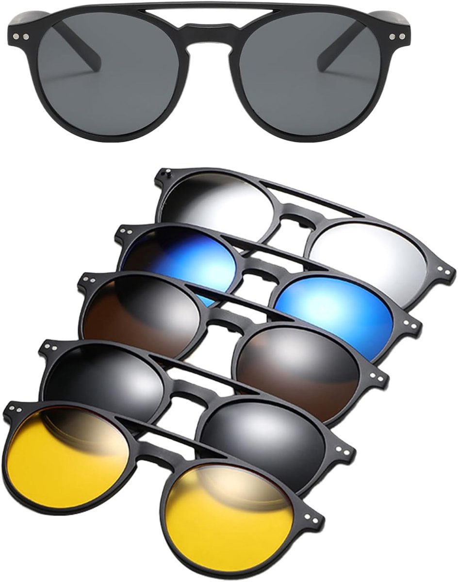 Zonneklep – gepolariseerde clip op uv-beschermglazen, niet-verblindend, retro-design, elegant framedesign, comfortabele pasvorm, licht, ideaal voor mannen en vrouwen
