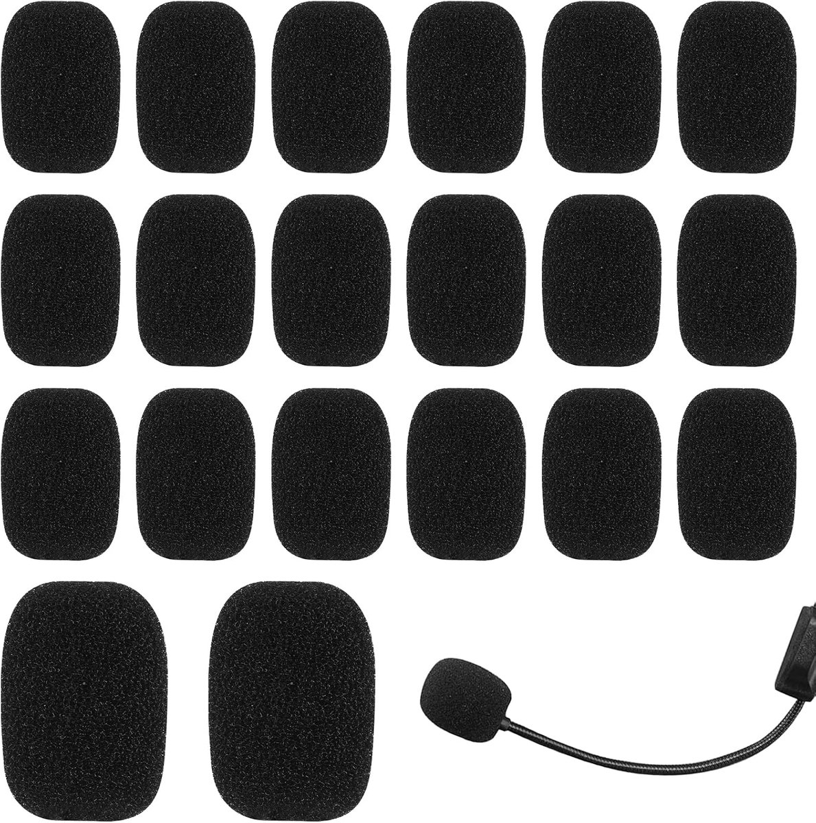20 stuks microfoon-windscherm, schuimrubberen voorruit, mini-microfoon, geluidsfilter, ideaal voor onderwijs, podiumprestaties en online vergaderingen, 8 x 23 x 30 mm (zwart)