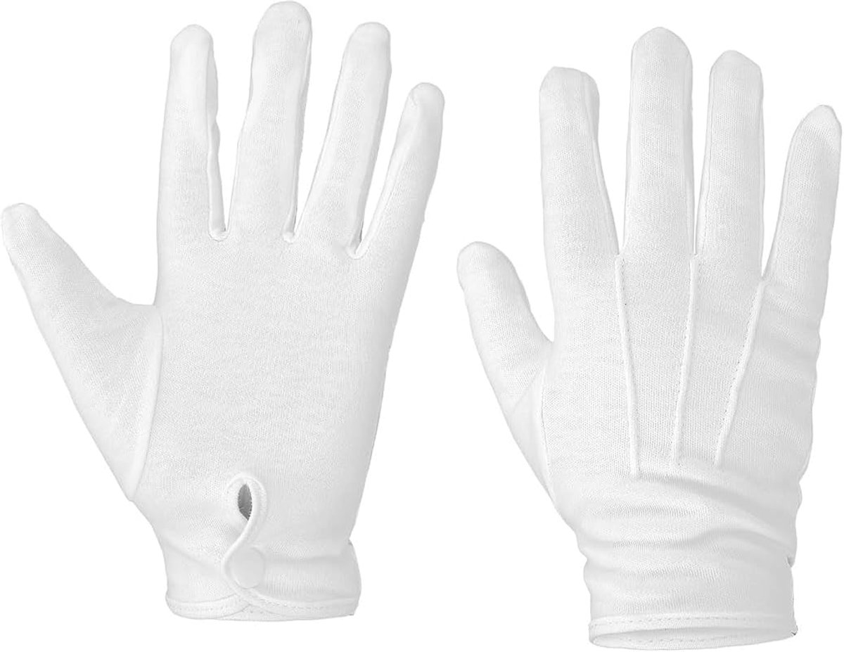 Handschoenen, witte katoenen handschoenen, katoenen handschoenen, lange handschoenen, witte katoenen handschoenen voor formele sieradeninspectie (25,4 cm)