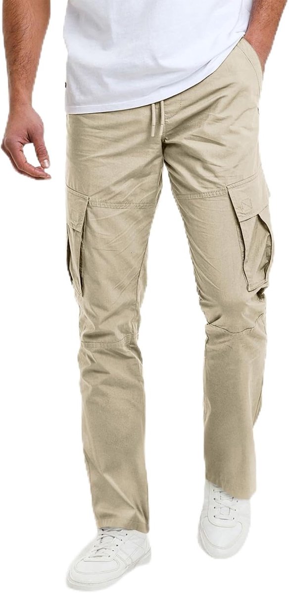 Cargobroek voor heren, chino elastische taille met trekkoord, joggingbroek voor heren, outdoor, vrijetijdsbroek met zakken, M-3XL