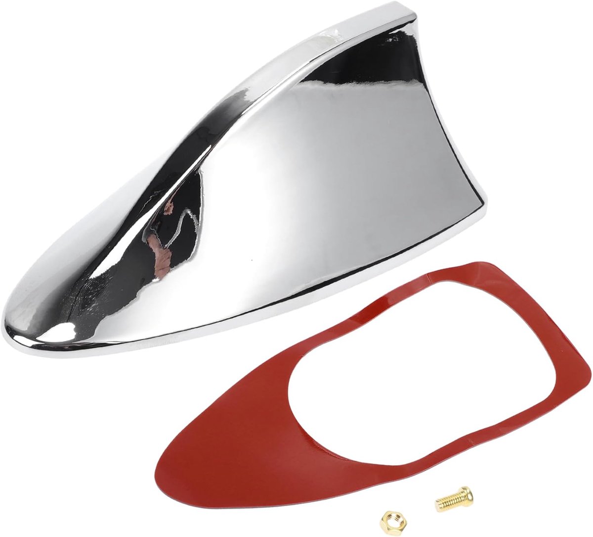 1 Stuk Universele Haai Antenne Cover Signaal Luchtdak Voor Auto Suv Offroad Truck Abs Materiaal Met Zelfklevende Basis Chroom Zilver