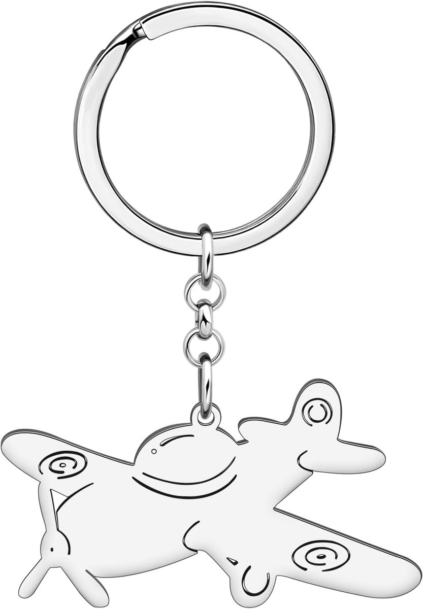 Nieuwigheid Vliegtuig Sleutelhangers Vliegtuig Auto Sleutelhanger Sieraden Voor Vrouwen Meisjes Charms Geschenken, Verzilverd Oropeller Vliegtuig, 22mm x 45mm
