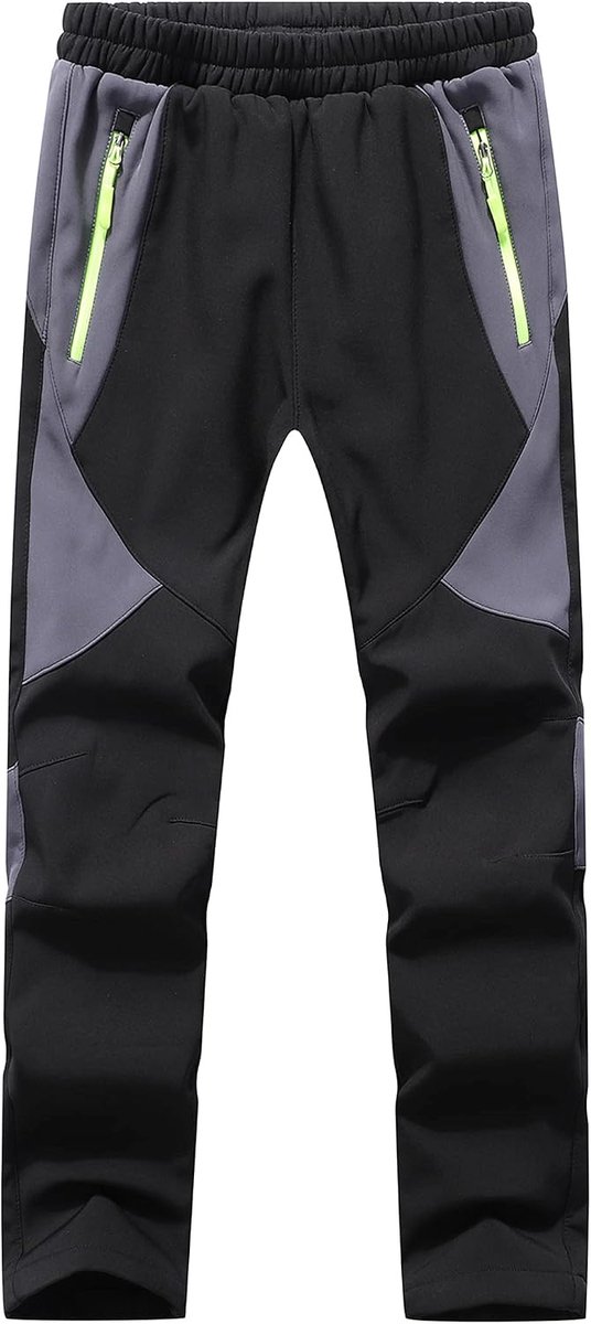 Softshell skibroek Warm gevoerde thermobroek Winter Waterdichte Winddichte Sneeuwbroek Jongens Meisjes Wandelbroek MSKZ2001-Black1-M