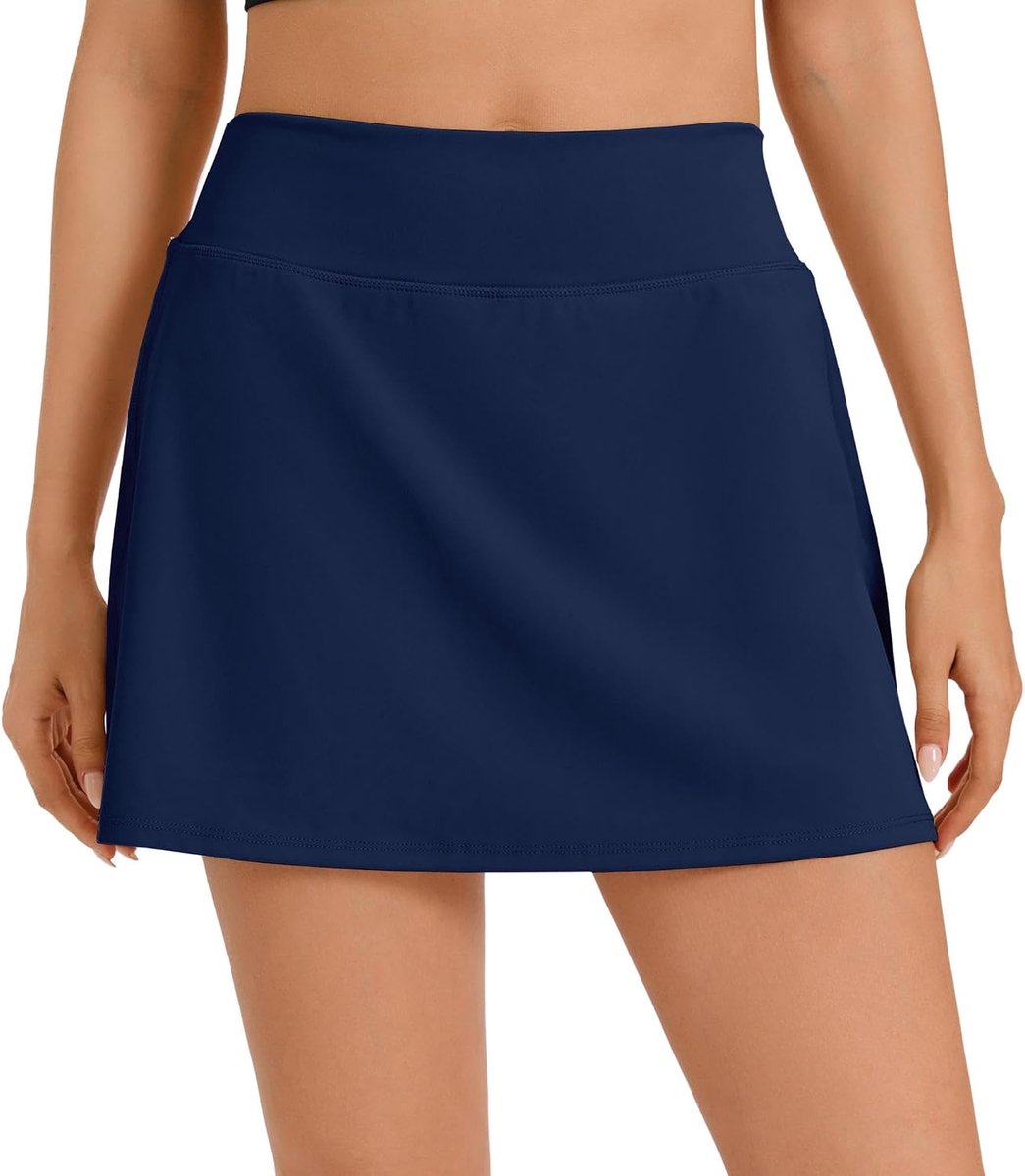 Tennisrok voor dames, met broek, zachte wandelrok, sneldrogend, golfrok met binnenbroek, sportrok, kort, hoge taille