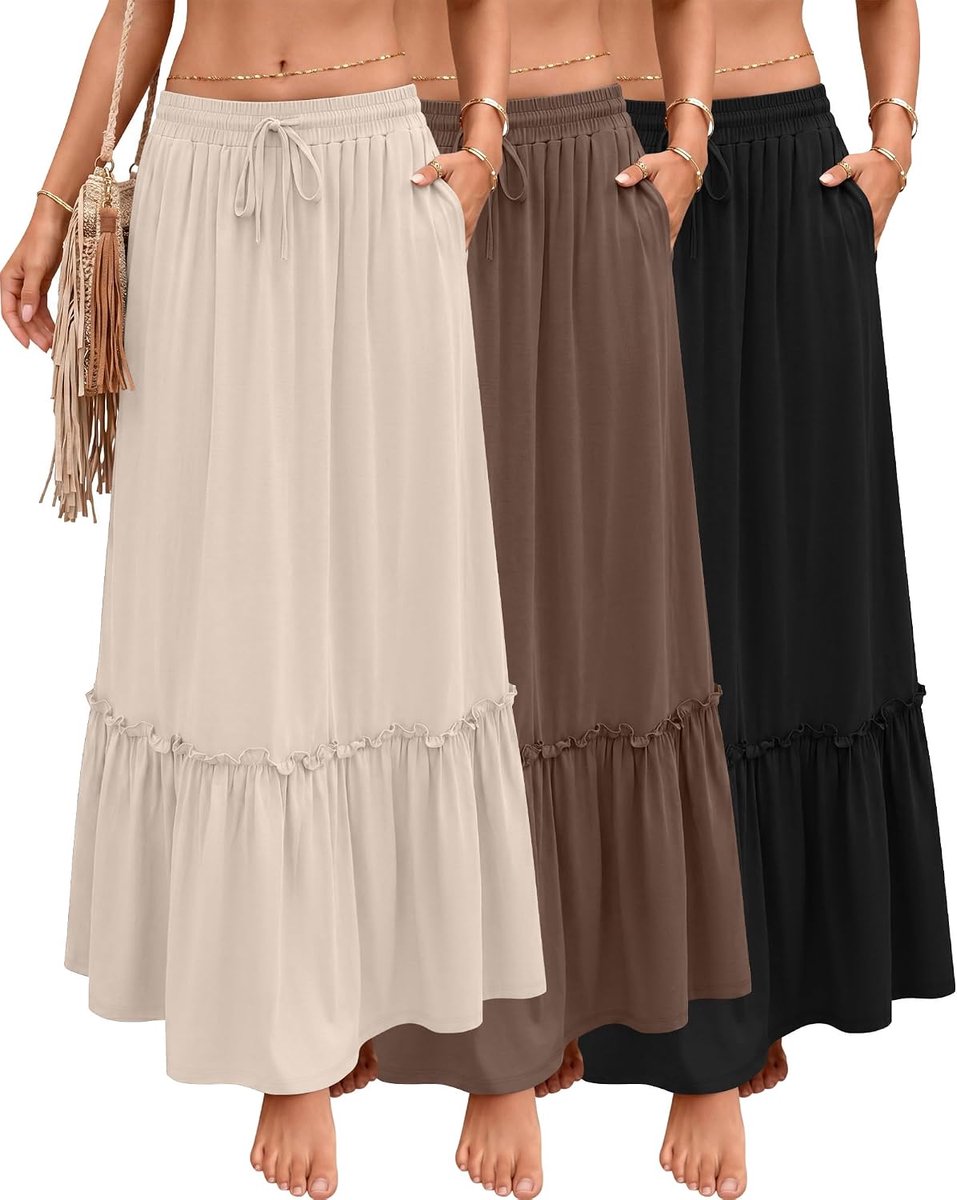 3 Pack Boho Maxi Flowy Rokken voor Vrouwen