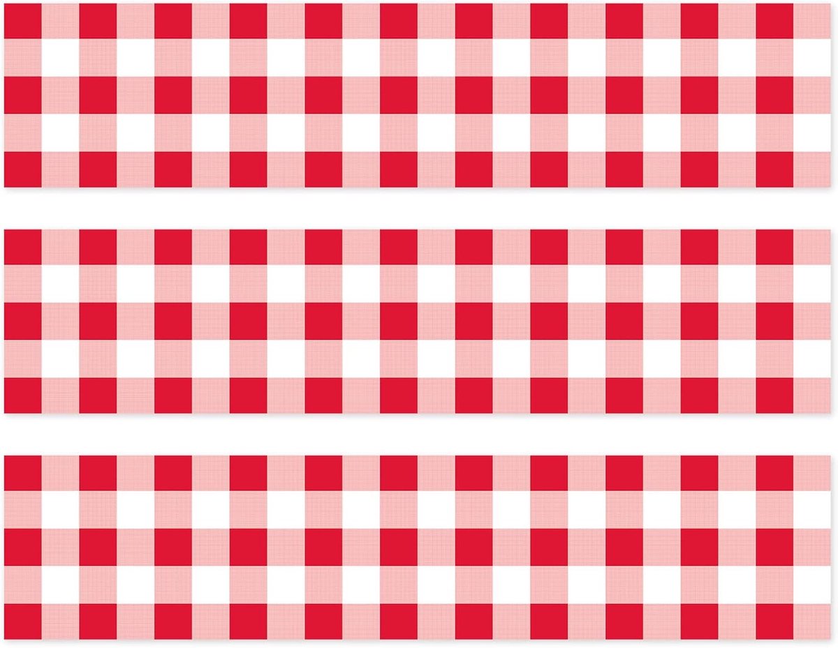 Eetbare Taartranden, 28x6,2cm Rood-Wit Geblokte Taartranden Voorgesneden Eetbare Rijstpapierranden voor Feestjes