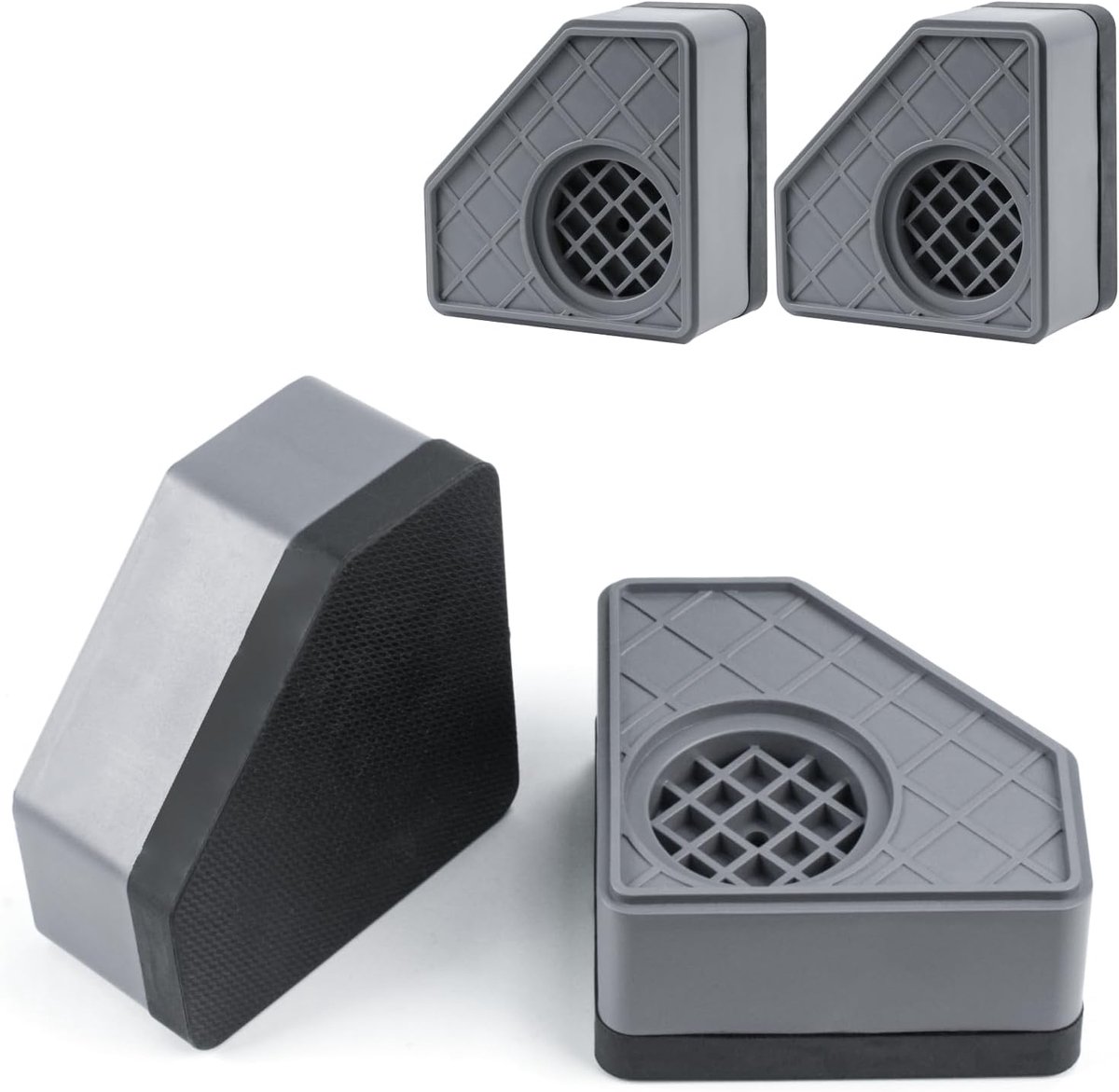 4 stuks antislipmatten wasmachine voeten demper, anti-vibratie wasmachine trillingsdemper wasmachine dempers antivibratiemat onderstel voor droger koelkast (grijs)