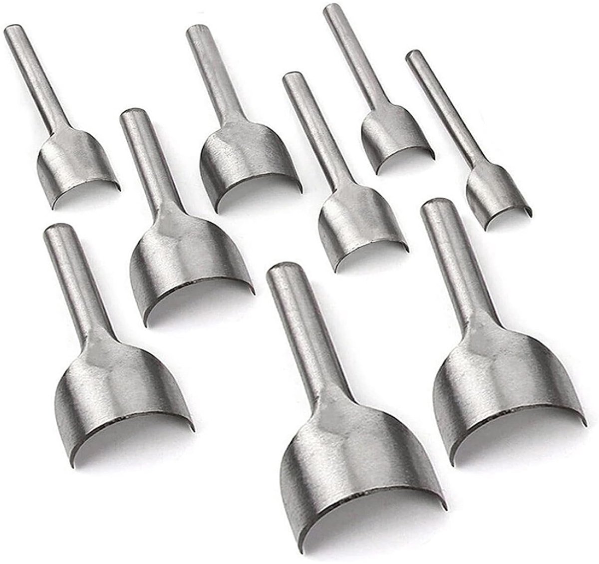 9 stuks lederen gereedschap, 10 mm - 50 mm punceerijzer, voor riemen, portefeuilles en horlogebandjes, lederhandwerk