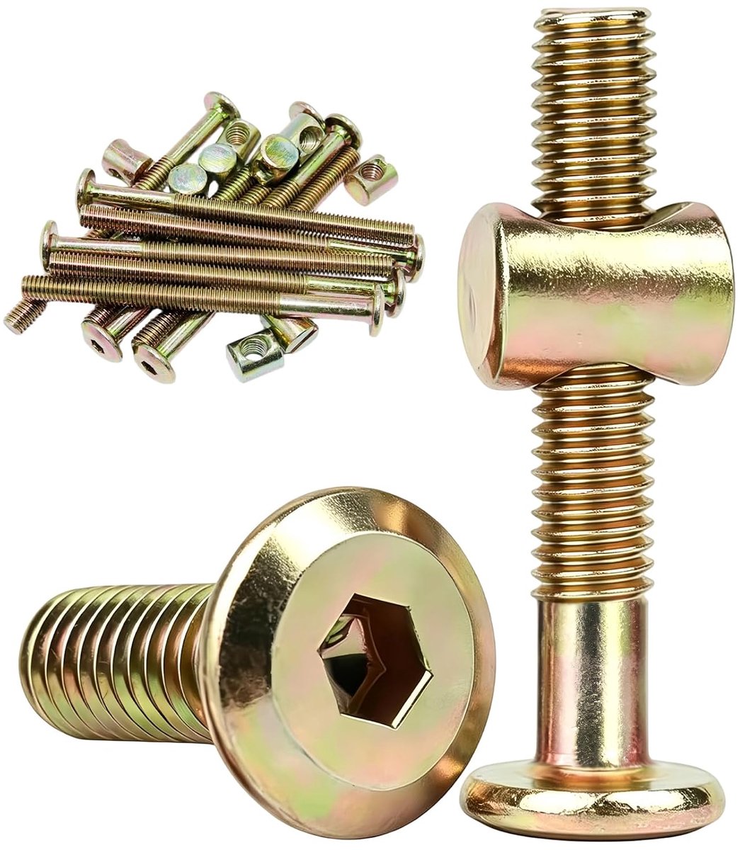 20 stuks meubelschroevenset, M6 x 80 mm verbindingsschroeven met moeren, hoogwaardige wieg schroeven voor bed, hoofdeinde, stoel, kast en diverse meubelmontage