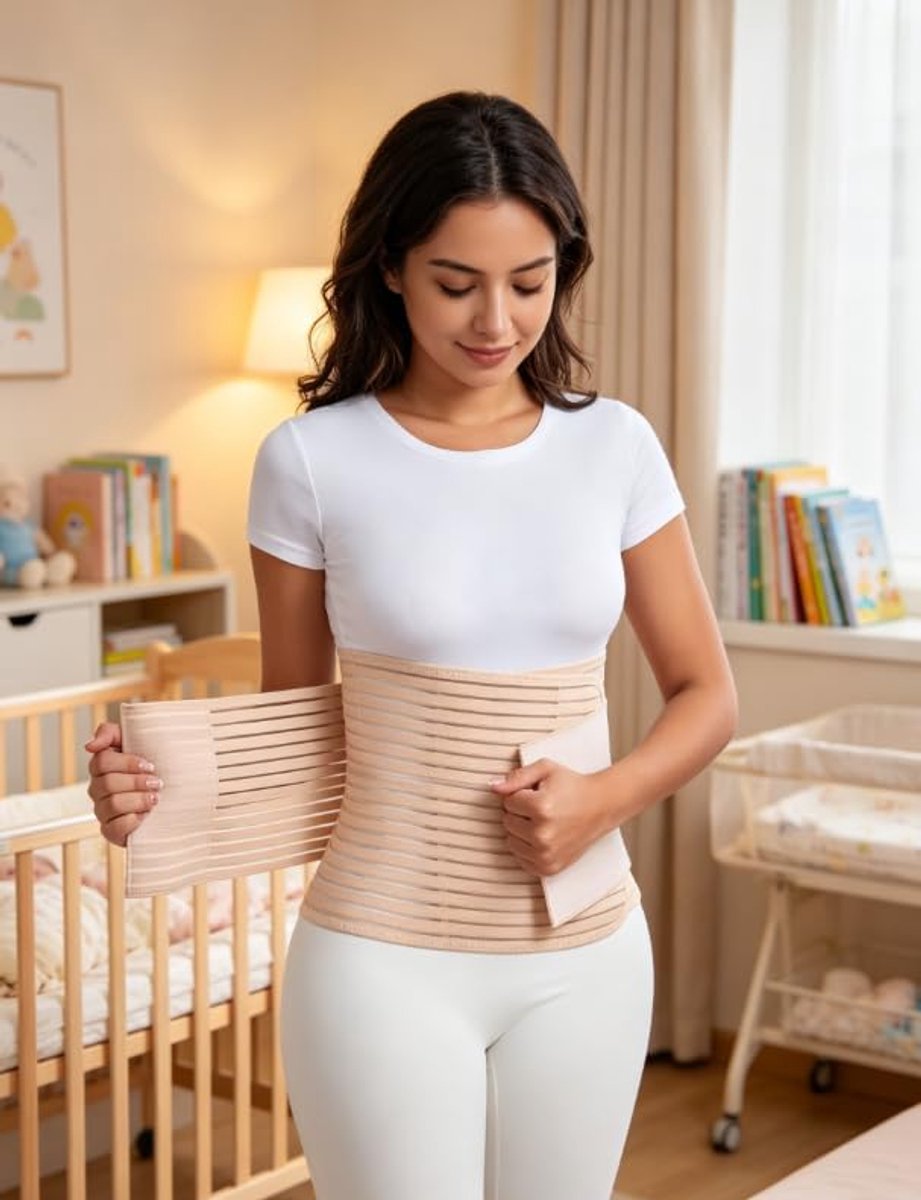 Buikwrap, postoperatieve herstel/buik/taille/bekkensteunriem, steunriem voor vrouwen en mannen, bodyshaping taille trainer (M, beige)