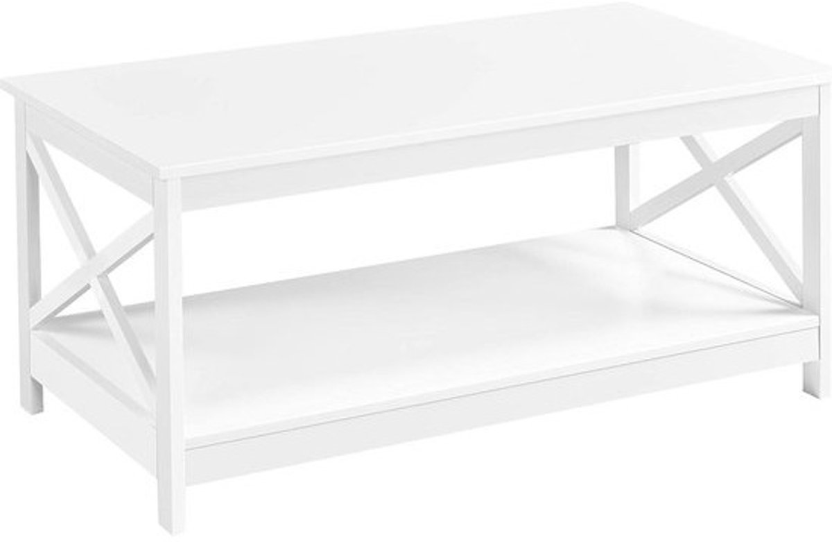 Witte Salontafel met Opbergruimte en Stabiel Ontwerp - Eenvoudig te Monteren, 100 x 54,5 x 45 cm
