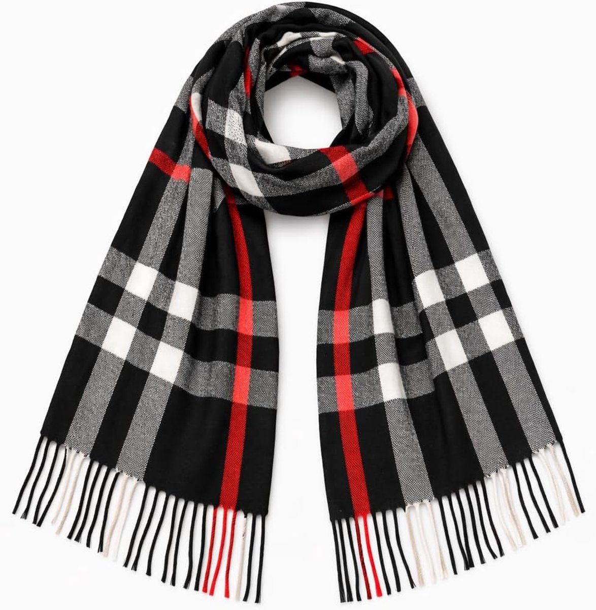 XXL geruite sjaal voor dames en heren, elegante wrap voor het hele jaar door, 175 x 66 cm, zacht kasjmier gevoel, modieuze doek, licht uniseks accessoire