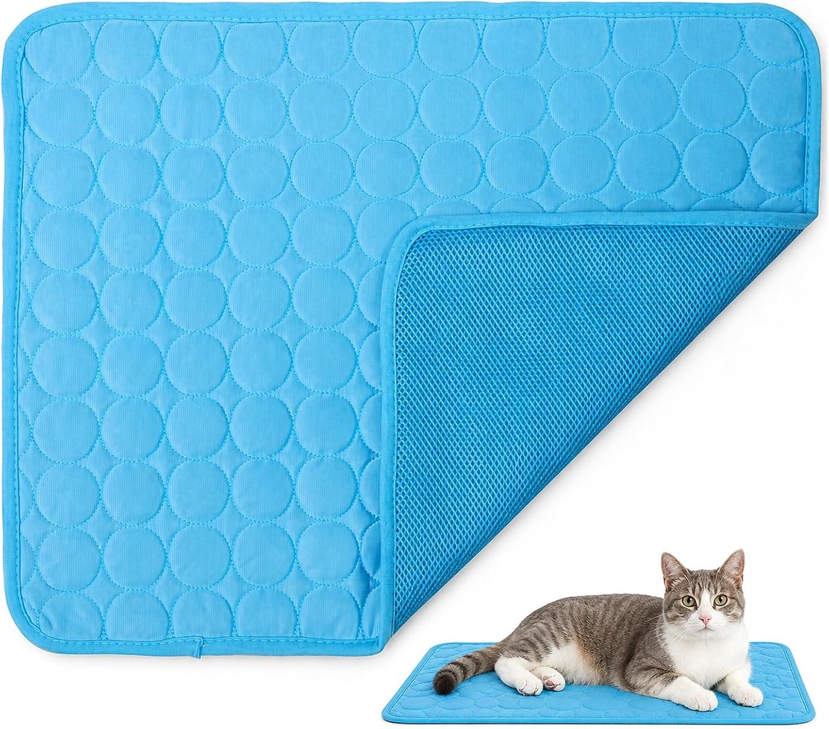 1 stuks koelmat voor huisdieren, 50 x 40 cm, zelfkoelend, wasbaar, zonder gel, voor honden, katten, zomer, mand, auto, bank, reizen