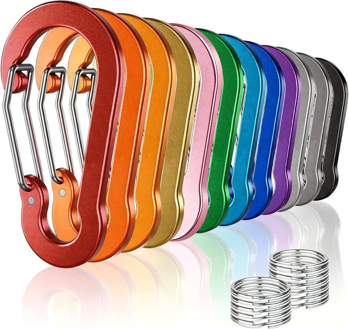 12Pcs Kleine Karabijnhaak Clip 50mm, Aluminium Spring Snap Hook Met Sleutelhanger