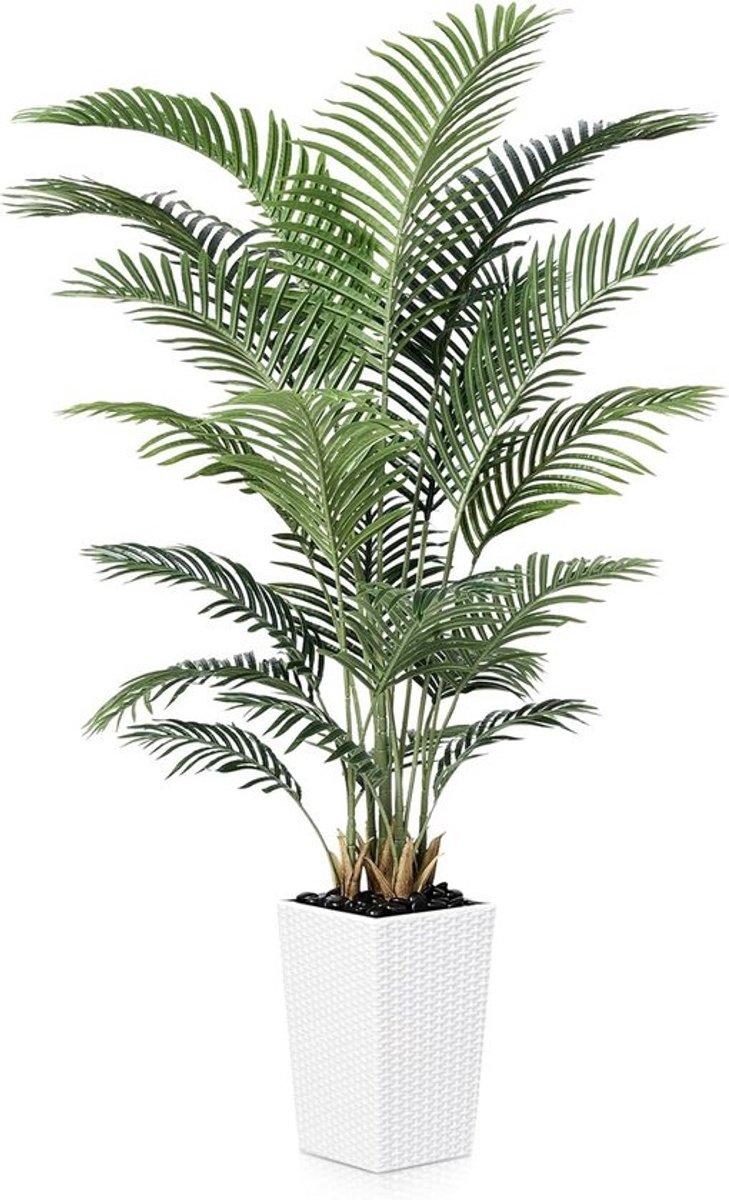 Realistische kunstpalm 180 cm - Perfect voor binnen- en buitendecoratie, UV-bestendige kunstplant in vierkante pot