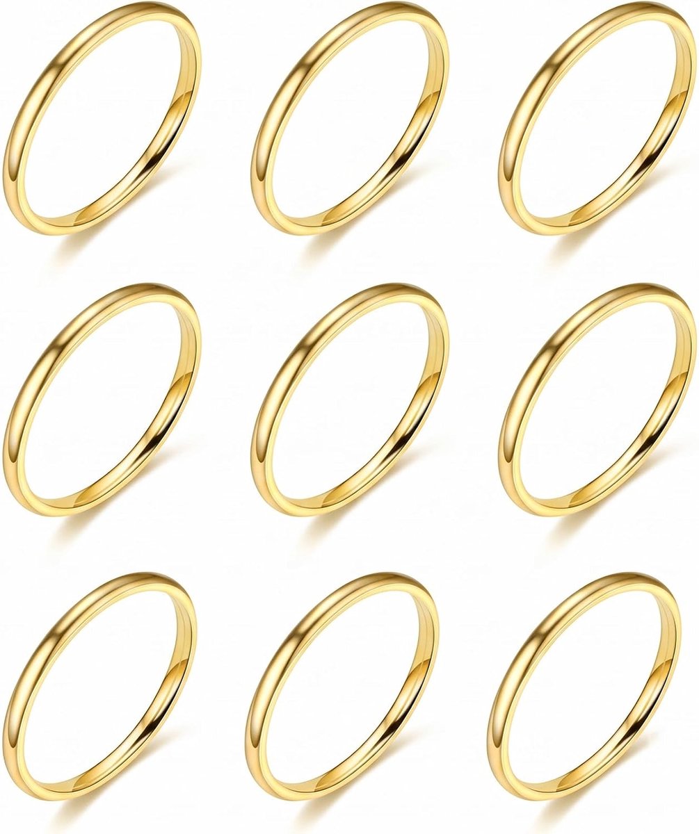 Ringen voor dames, ring van roestvrij staal, meisjes, dames, duimringen, 2 mm, minimalistisch, dun, stapelbaar, duimring, meisjesring, belofte, ringen, cadeau