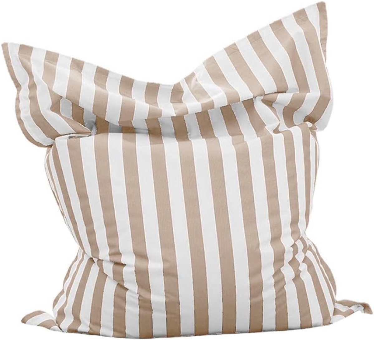 Drijvende zitzak for zwembad - comfortabele grote buiten en binnen vierkante kussenhoes zonder vulling(Light khaki-stripe)