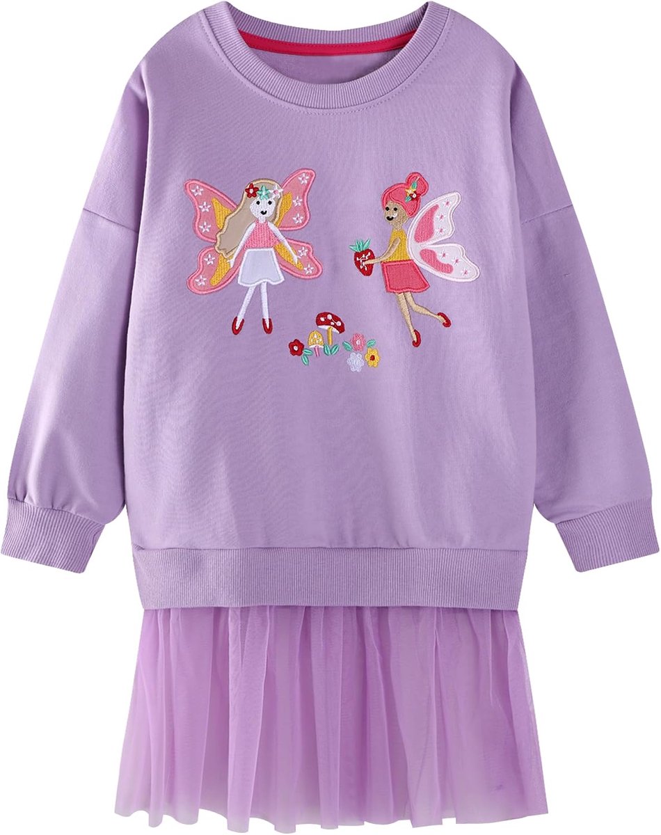 Meisjessweatshirt katoen zacht shirt met lange mouwen borduursel casual sport trui shirt met lange mouwen ronde hals tops bovenkleding kinderkleding 2-7 jaar, maat 92-122