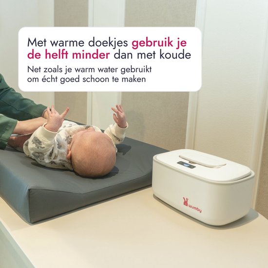 Wumby® Verwarmd Aankleedkussen + Billendoekjesverwarmer - Charcoal en White — afbeelding 5