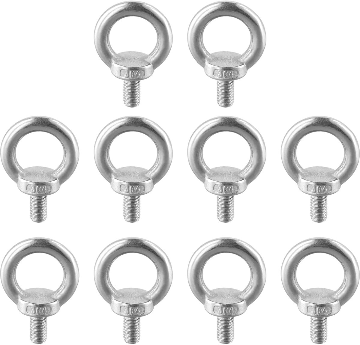 Oogbouten, M5 oogbouten, hefbouten, open oogschroef, oogbout 304 roestvrij staal, voor buiten, thuis, hefbevestiging (M5X10)