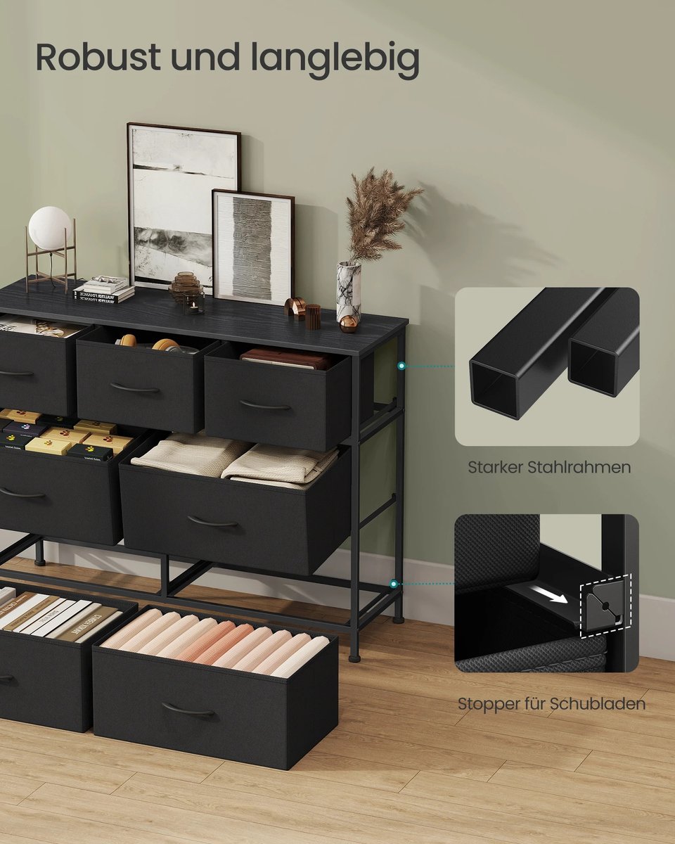 Prime Home Kledingkast - Commode - Commode baby - Kledingkast slaapkamer - Opbergkast - Opbergkasten - Ladekast - Ladekasten - Dressioir kasten - Dressoir kasten modern - 7-stof lades - Staal MDF - 30 x 98,8 x 73,7cm - Zwart – foto 6