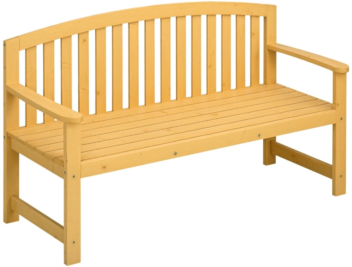 Tuinbank 143 × 51 × 85 cm Houtkleur Hout 2-zitsbank, buitenbank, eenvoudig ontwerp, stevig en duurzaam, praktisch en stijlvol, geschikt voor gebruik in tuin, patio en op balkon