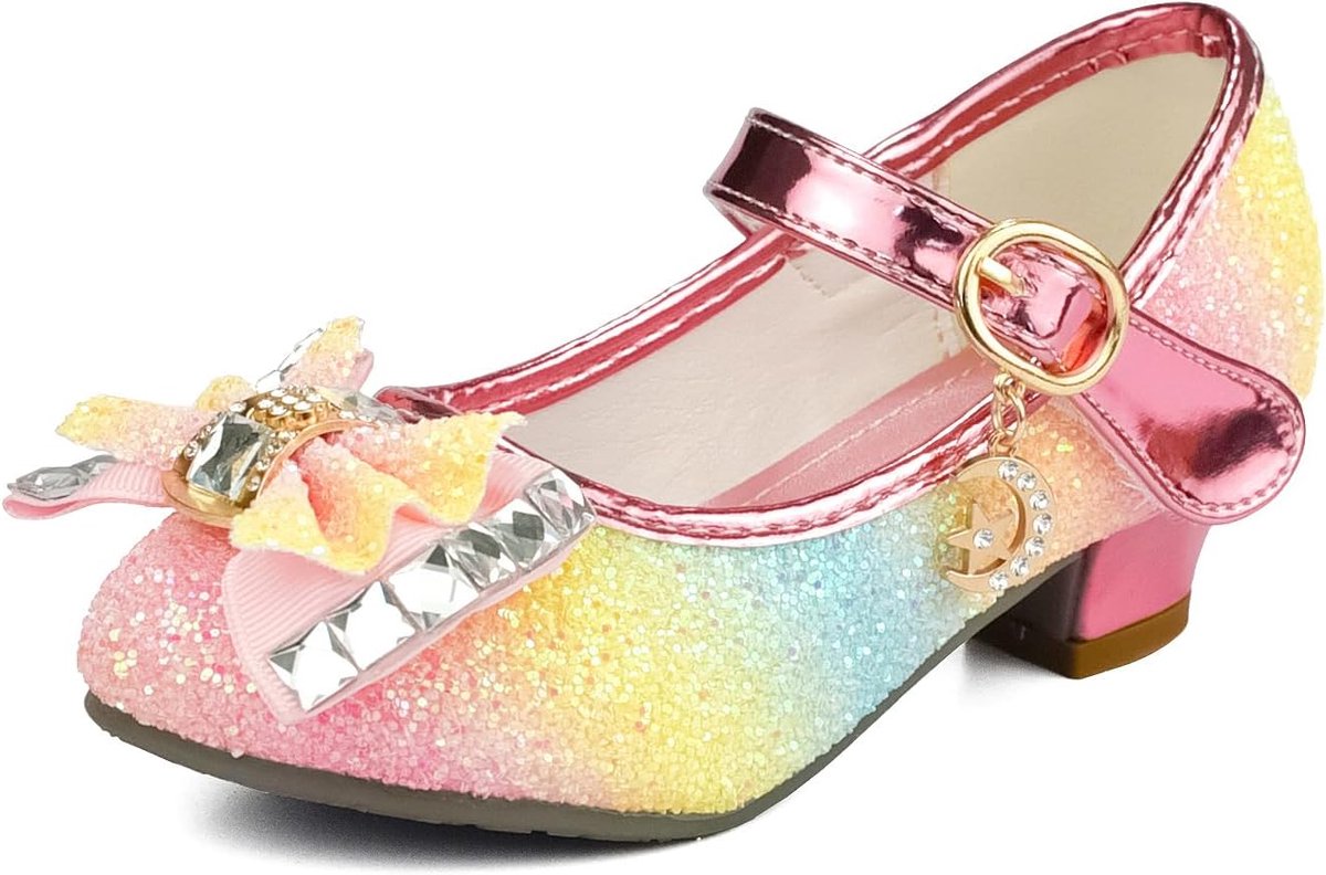 Schoenen met hak en pailletten voor meisjes, Glinsterende koningin-aankleedschoenen voor feestjes en verjaardagen