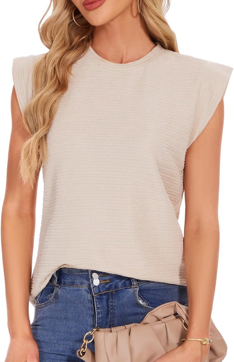 Tops voor dames zomer vest tops dames ronde hals mouwloos tank ruches mouwen S-XXL