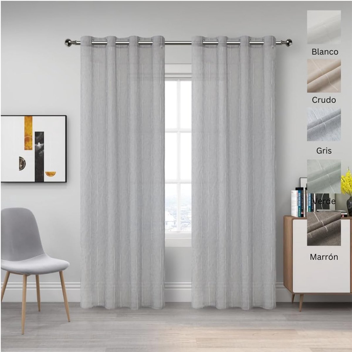 Home. Elegante gordijnen met oogjes, madeliefjes, 2 stuks, inclusief 1 stuk, voor woonkamer en slaapkamer, met oogjes, madeliefjes, 145 cm (breedte) x 260 cm hoogte, groen