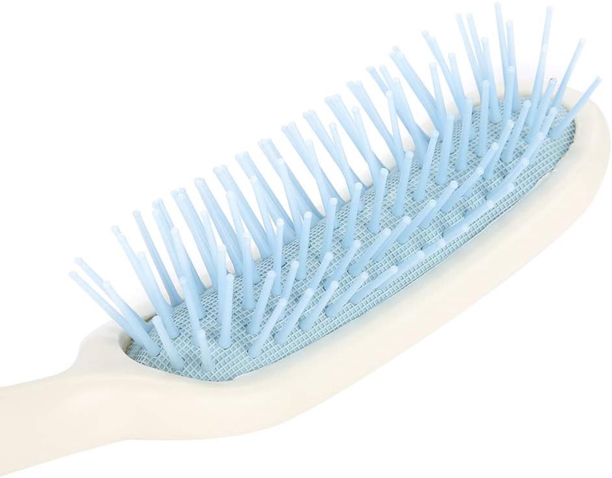 Kam met lange handgreep, ergonomische antislip borstel, haarmassagekam, gebogen kunststof massagekam voor oudere, antistatische massagekam, wit