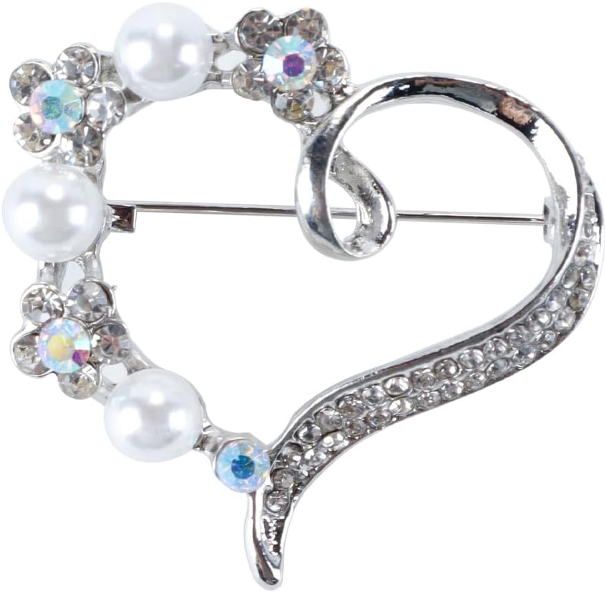 Zalati Broche Pin Hart Vorm Legering Met Strass & Parel Voor Bruiloft Kleding Accessoires Decoratie, Metaal