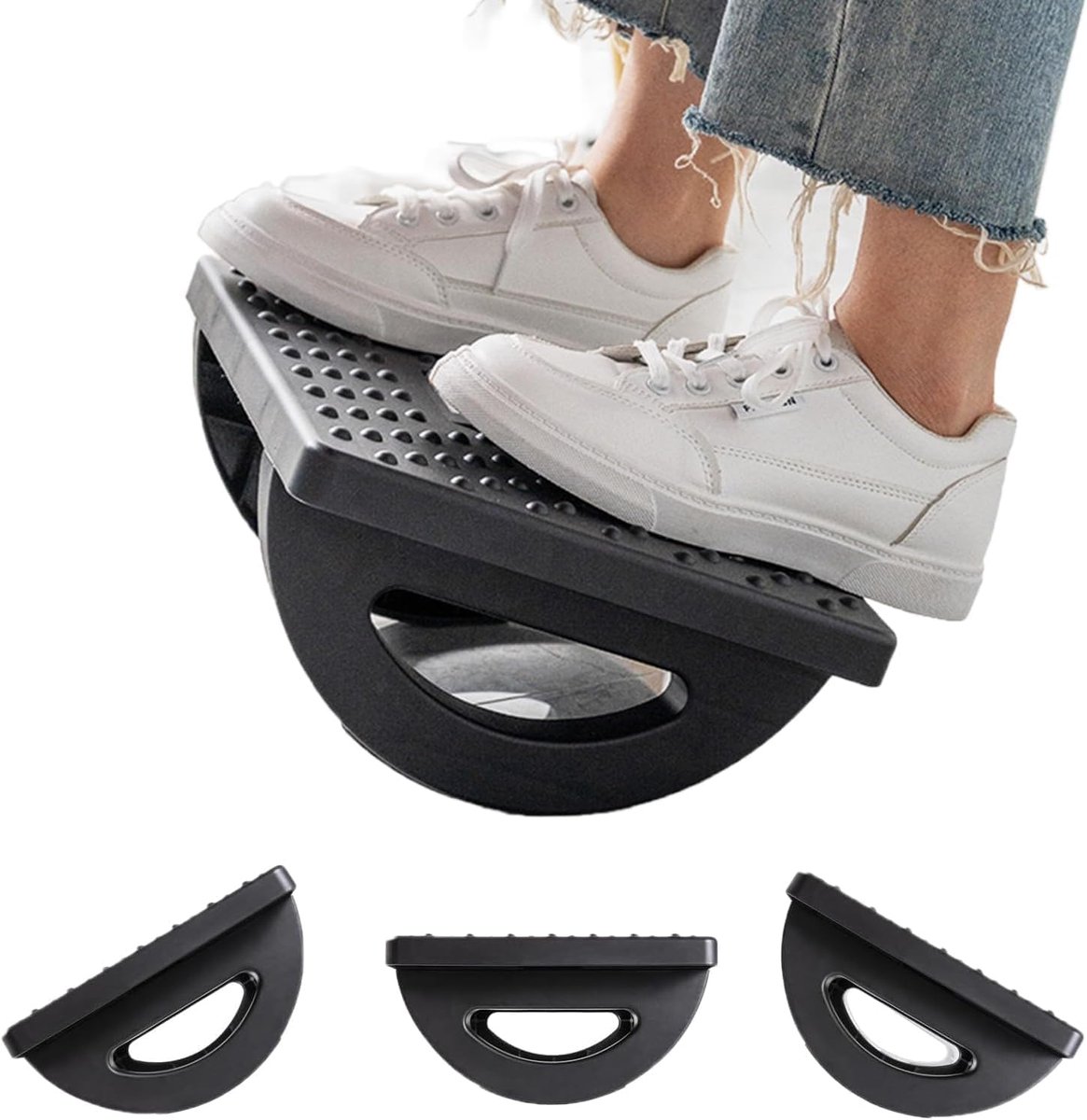 Voetensteun Bureau - Ergonomische Voetensteun - Voetenbankje - Bureau Accessoires - Beensteun - Kantoorartikelen - Voetenbank - Thuiswerkplek - Gaming Setup - Ergonomie - Kantelbaar - Anti Slip - Zwart - 1 Stuk