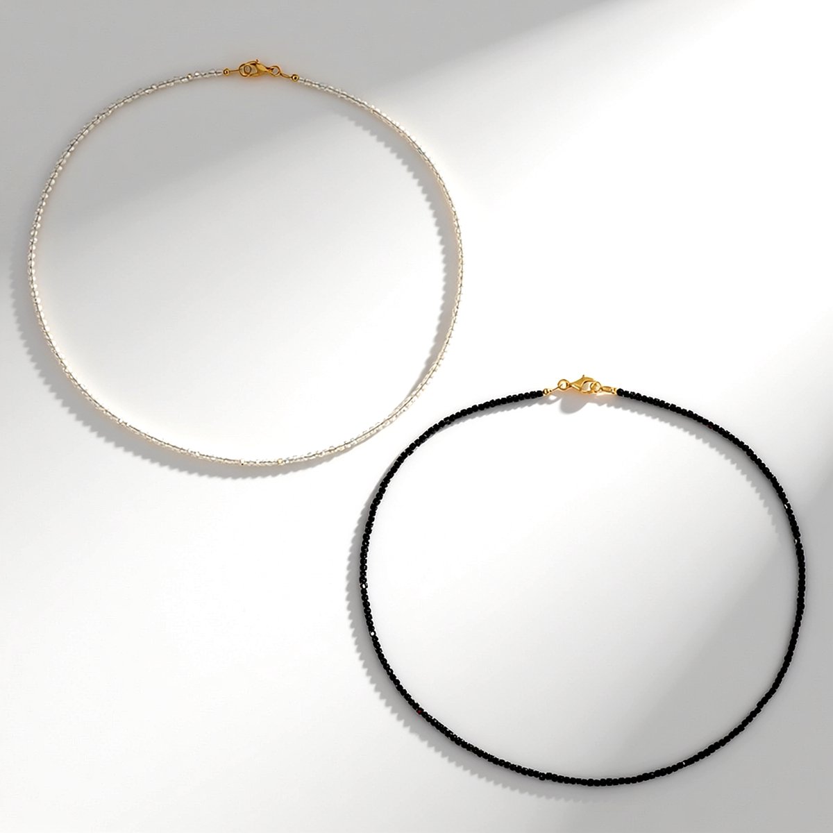 Cavill - Zilveren Halsketting met Zwarte Spinel en Witte Topaas - 925 Sterling Zilver Verguld - 53,54 Ct - Elegante Ketting Dames Zilver - 45 cm