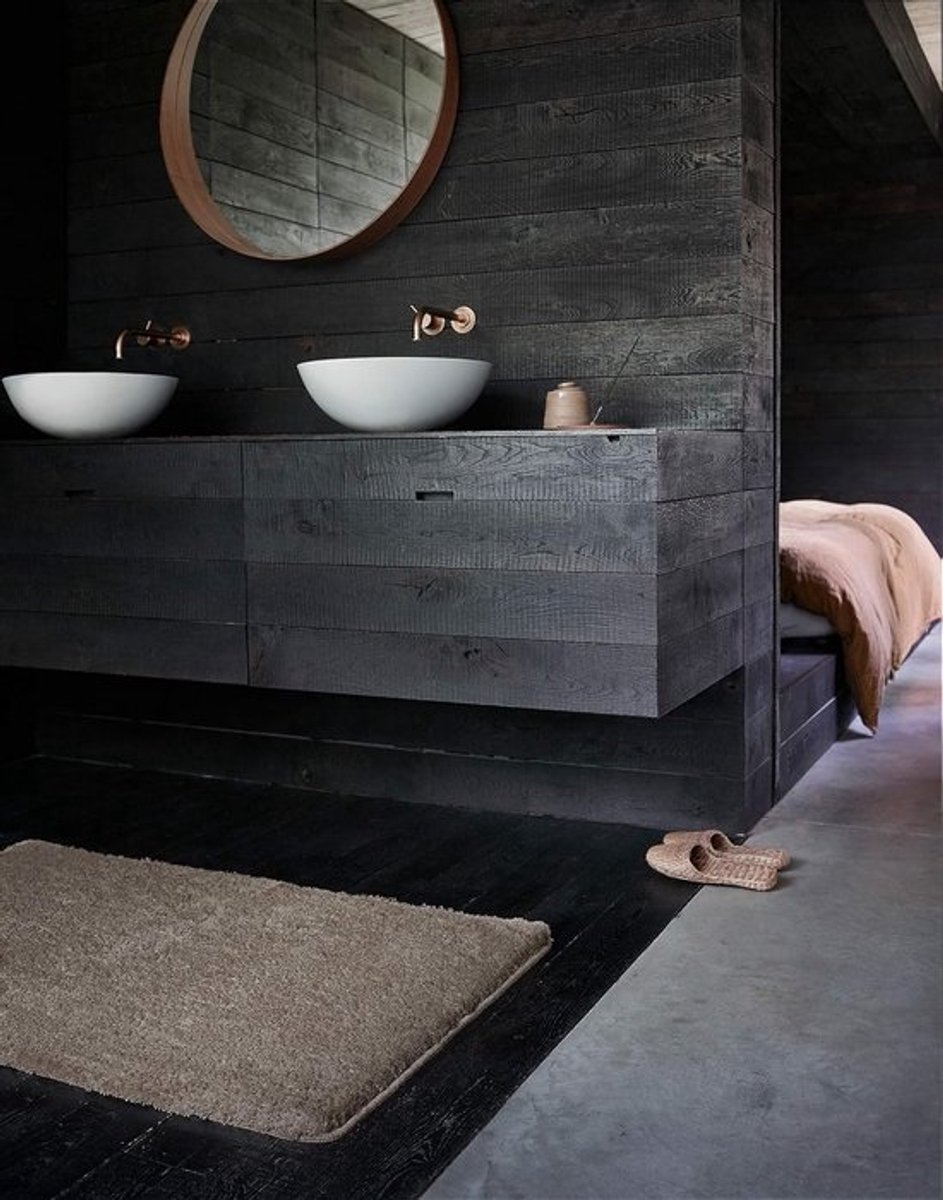 Zachte antislip badmat voor badkamer - Wasbaar en pluisvrij in zand-beige