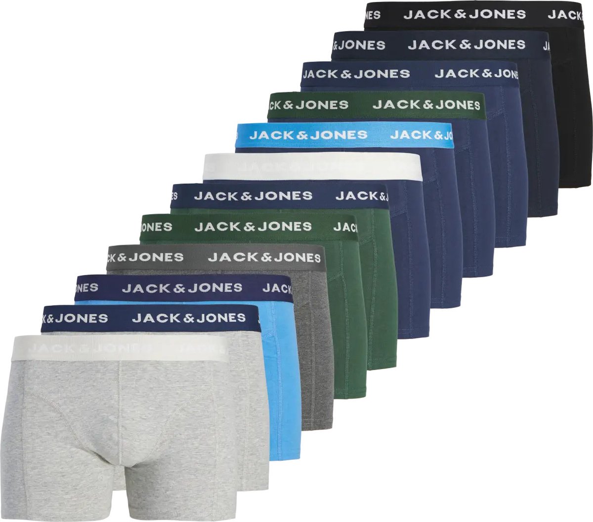 JACK & JONES Jacbenja solid trunks (12-pack) - heren boxers - sycamore naval academy - azure blue - naval academy - light grey melange -