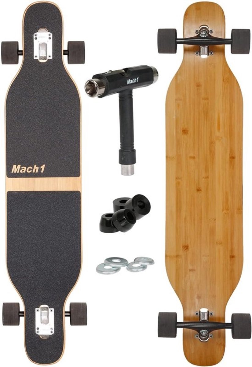 Longboard 106 cm met Bamboe en Esdoorn Flexibel en Geschikt voor Tricks