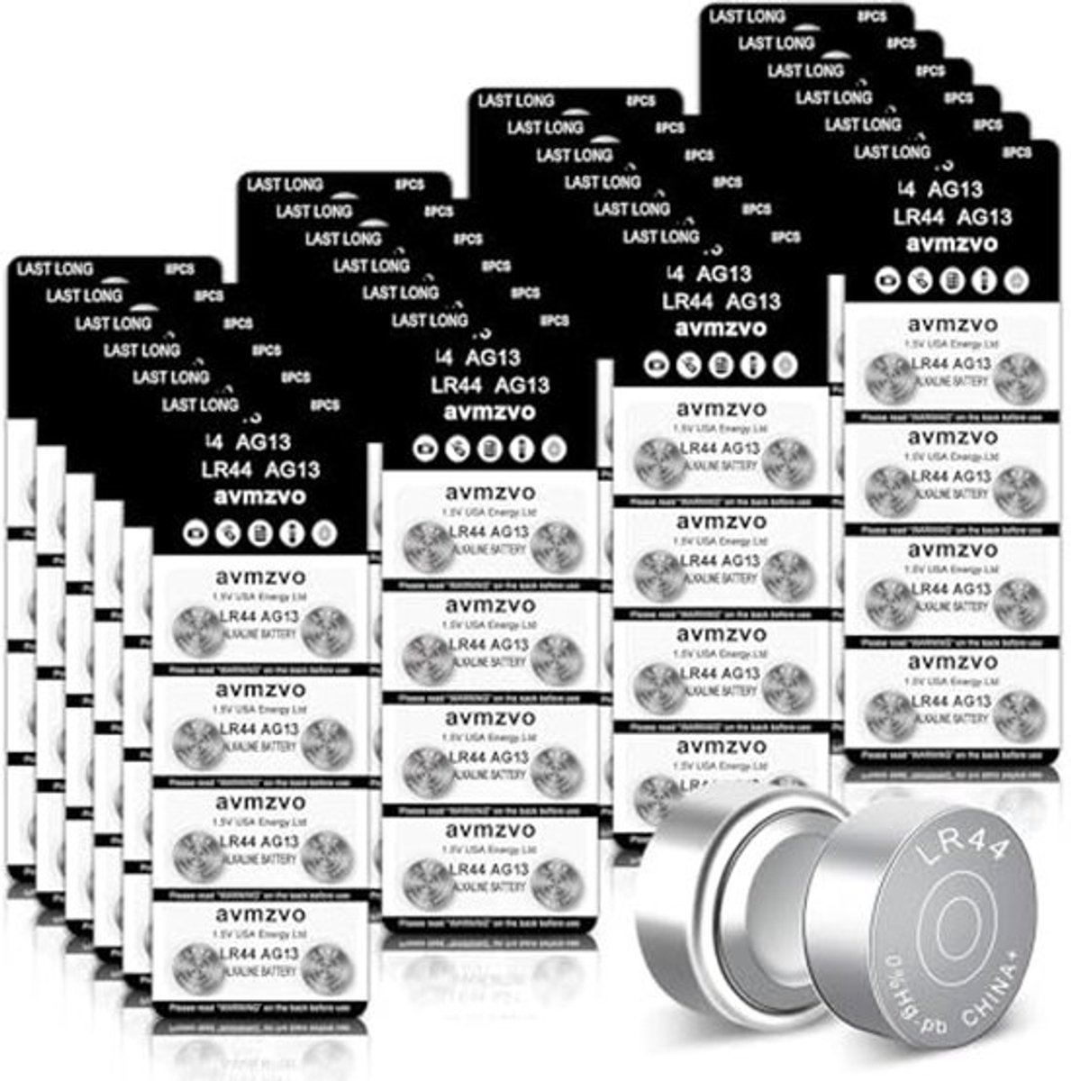 Knoopcelbatterijen LR44 - 160 stuks, 1,5 V, zonder kwik, ideaal voor diverse apparaten