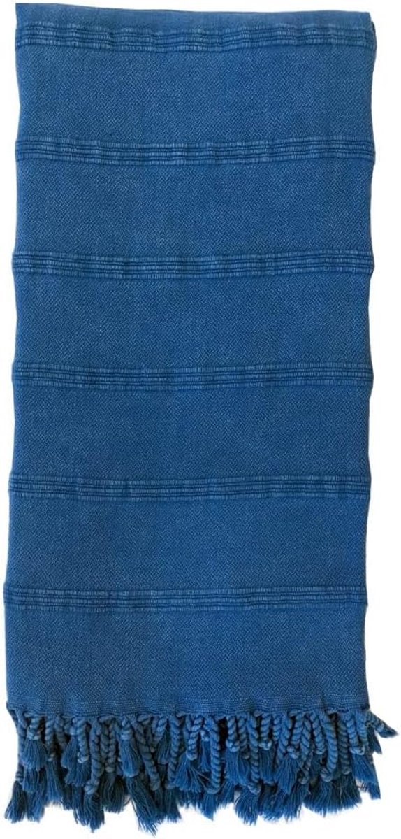 Hamamdoek XXL saunahanddoek badhanddoek stranddeken fitness yoga spa 100% katoen groot, 90x170 cm blauw
