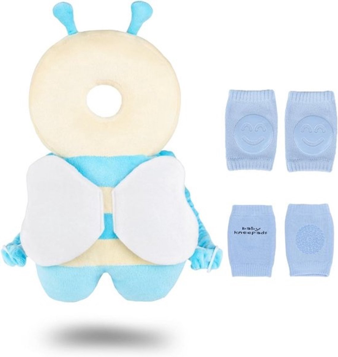 Baby Hoofdbeschermer en Kniebeschermers voor Kruidende Kinderen - Verstelbare Valbescherming voor Peuters (Schattige Bij Hoofdbeschermer met Kniebeschermers)