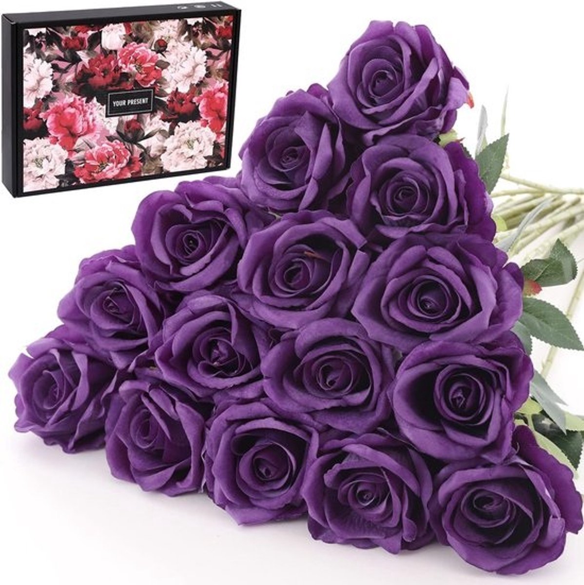 Kunstmatige rozen - 15 stuks - Real Touch Velours - Echte uitstraling - Nep rozen voor bruiloft, feest en thuiskantoor