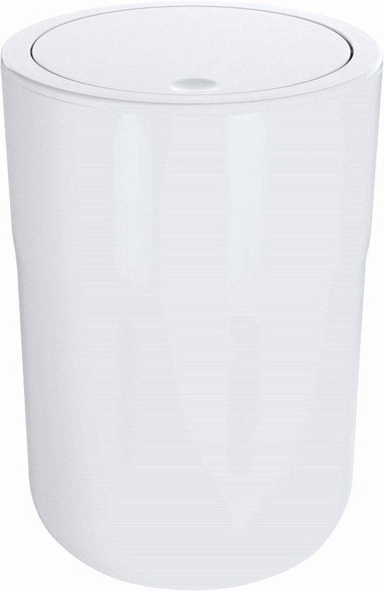 Prullenbak - Afvalbakje - Badkamer Organisatie - Draaiend Deksel - 5 Liter - Wit