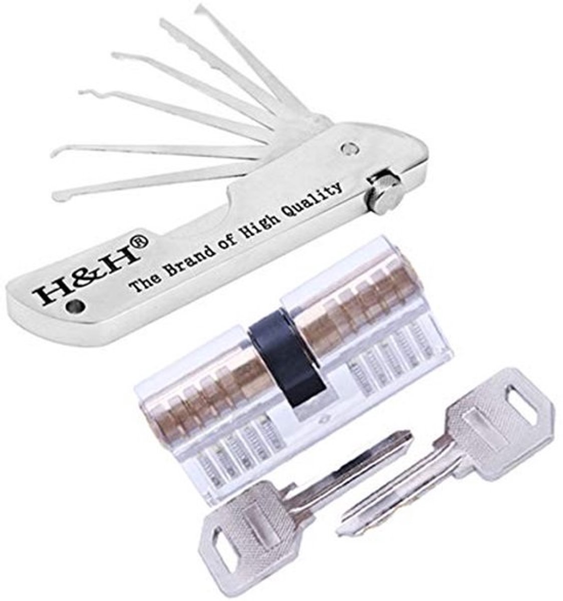 7-in-1 Lockpicking Set met Transparant Trainingsslot en E-gidsen voor Slotenmakers