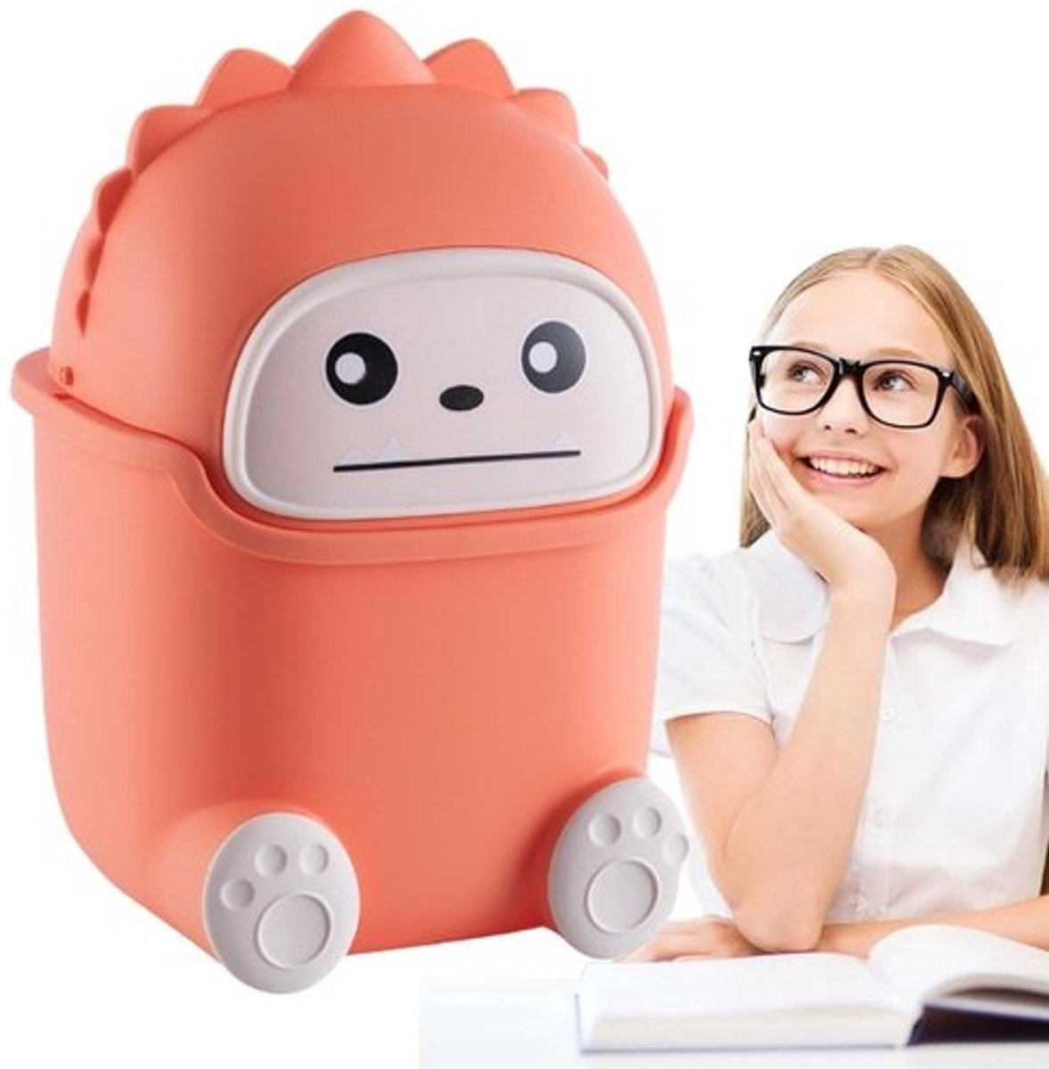 Schattige cartoonfolie cosmetica-emmer mini-afvalemmer bureau-badkamer make-uptafel 5 l