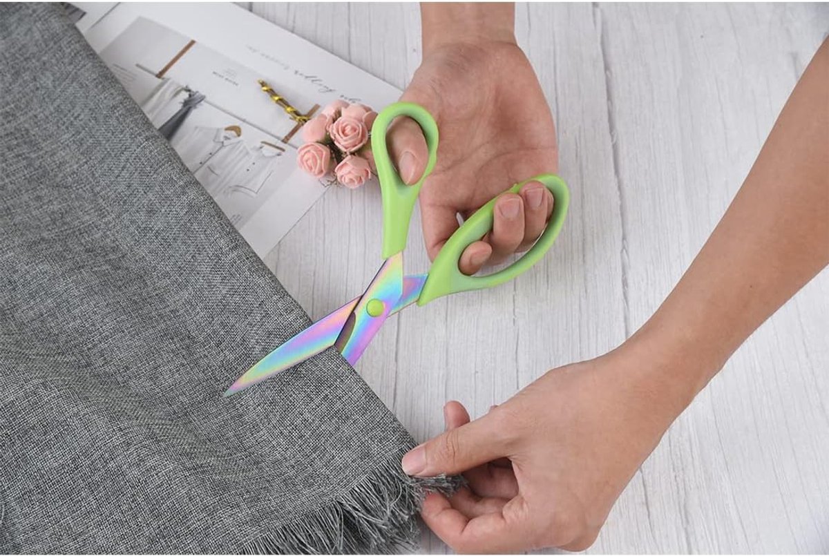 Professionele kleermakersschaar, knutselschaar, schaar in verschillende maten, schaar van roestvrij staal, schaar voor het knippen van stof, schrijfwaren (groen)