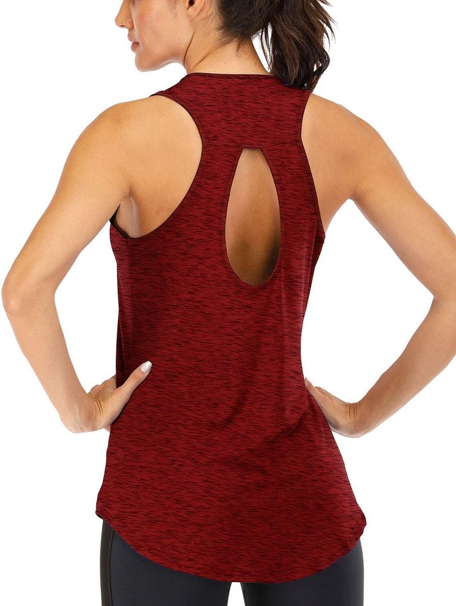 Yoga Top Dames Wijd, Sport Tanktop Rugloos Mouwloos, Spierhemd Sleutelgat Open Rug Fitness