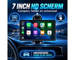 Car Essentials CarPlay Scherm 7 inch | Draadloos Apple CarPlay & Android Auto | Touchscreen Navigatiesysteem Auto | Incl. Achteruitrijcamera | Bluetooth, FM & AUX | Universeel